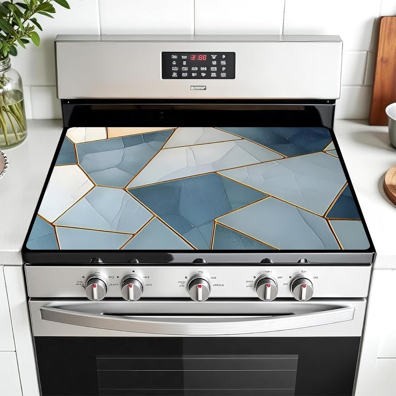 AOHMPT Multi-Design Stove Top Cover for Glass/Electric Stoves - 3-in-1 Heat-Resistant Protector Mat, Non-Slip Drying Rack 28"x20" - Image 1